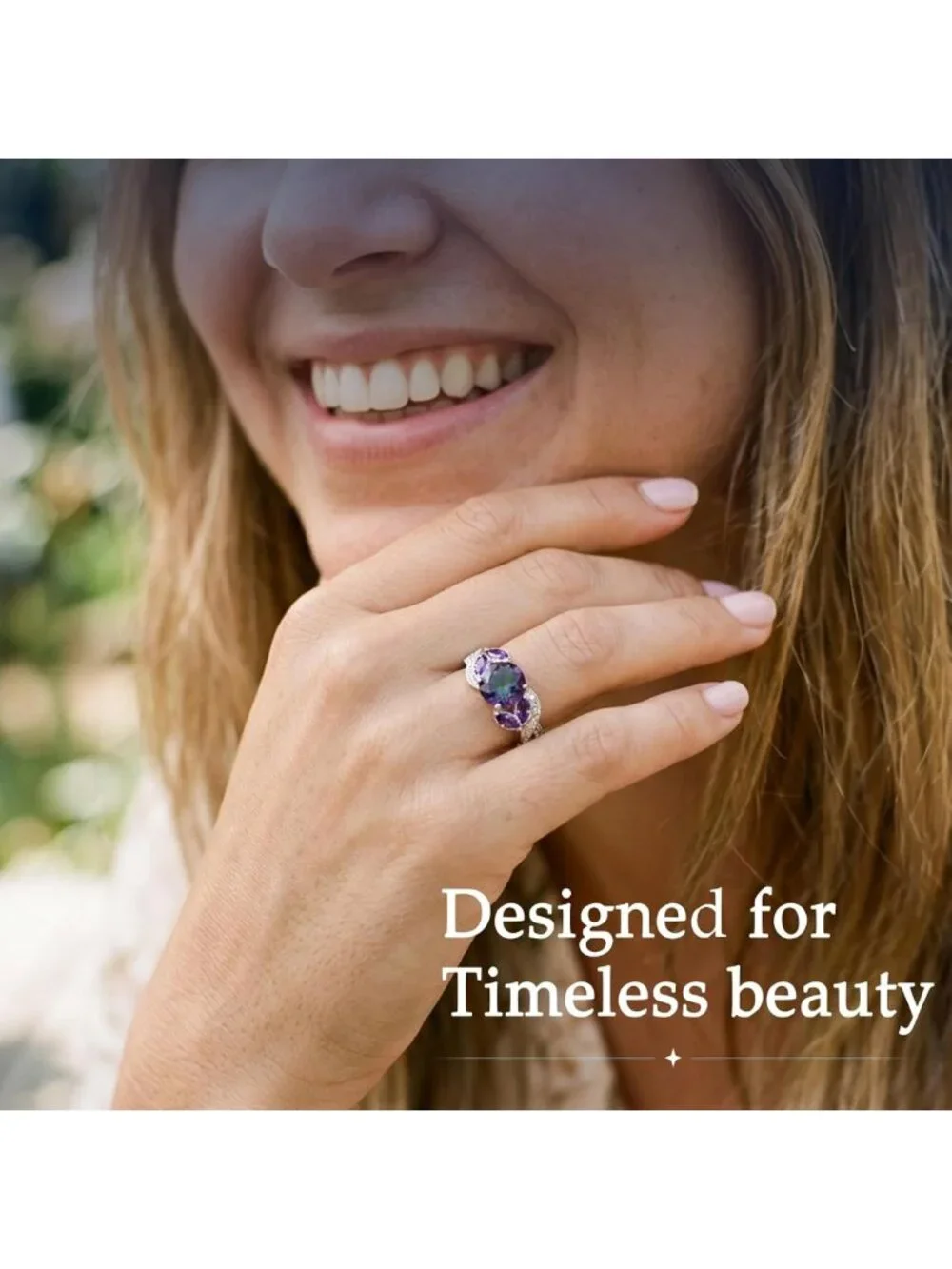 Stunning 3.6ct Rainbow Topaz & Sapphire Sterling Silver Ring | Bezel Set Fashion